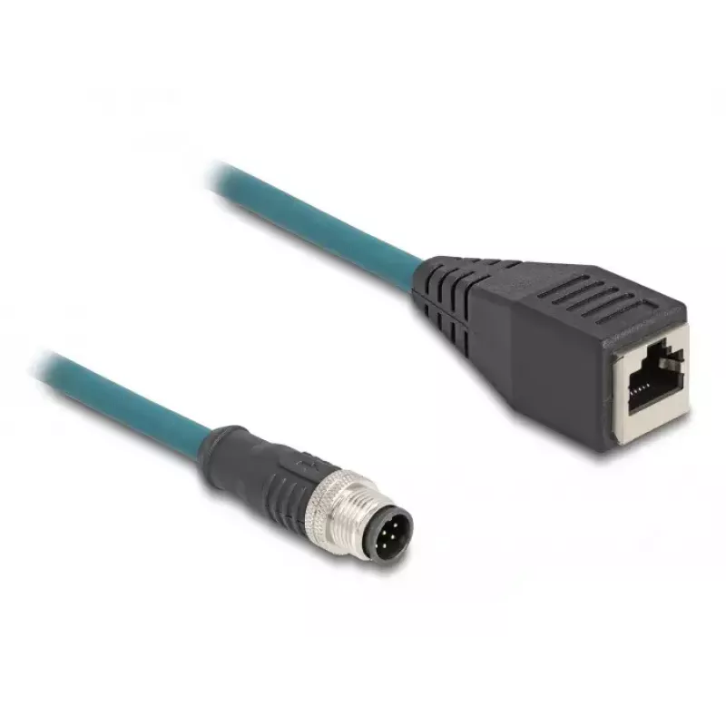 DeLOCK M12-Adapterkabel A-kodiert 8-polig Stecker auf RJ45-Buchse 50 cm