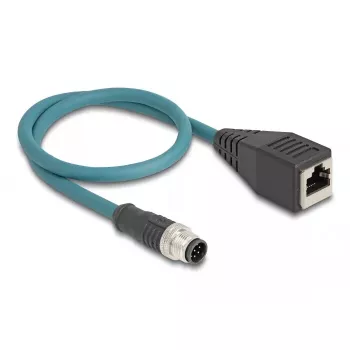 DeLOCK M12-Adapterkabel A-kodiert 8-polig Stecker auf RJ45-Buchse 50 cm