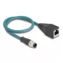 DeLOCK M12-Adapterkabel A-kodiert 8-polig Stecker auf RJ45-Buchse 50 cm