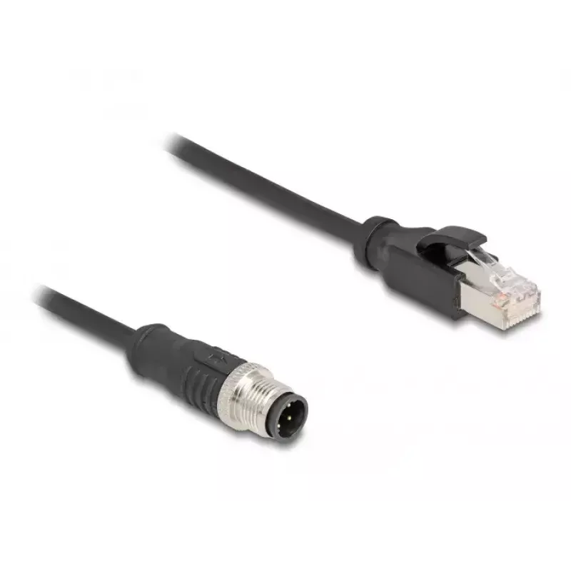 DeLOCK M12 Adapterkabel D-codiert 4-polig Stecker auf RJ45 Stecker 50 cm