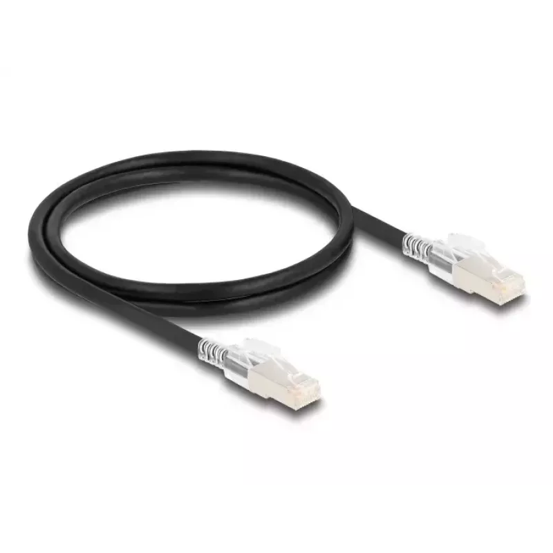 Netzwerkkabel DELOCK 80255 Cat6a S/FTP (S-STP) RJ-45–RJ-45 Schwarz 1 m