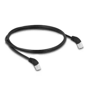 DeLOCK RJ45 Netzwerkkabel Cat.6A S/FTP 45° nach oben abgewinkelt 1 m Schwarz