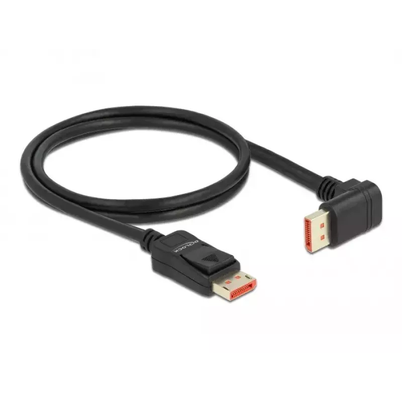 DisplayPort-Kabel DeLOCK 8K 60 Hz 1 m Stecker gerade auf Stecker 90° abwärts gewinkelt
