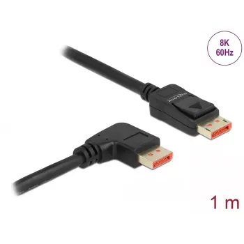 DisplayPort-Kabel DeLOCK 8K 60 Hz 1 m Stecker auf Stecker 90° gewinkelt
