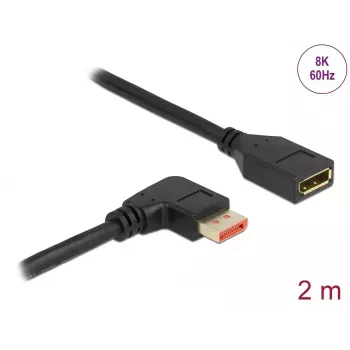 DisplayPort-Verlängerungskabel DeLOCK 87078 2m 8K 60Hz abgewinkelt
