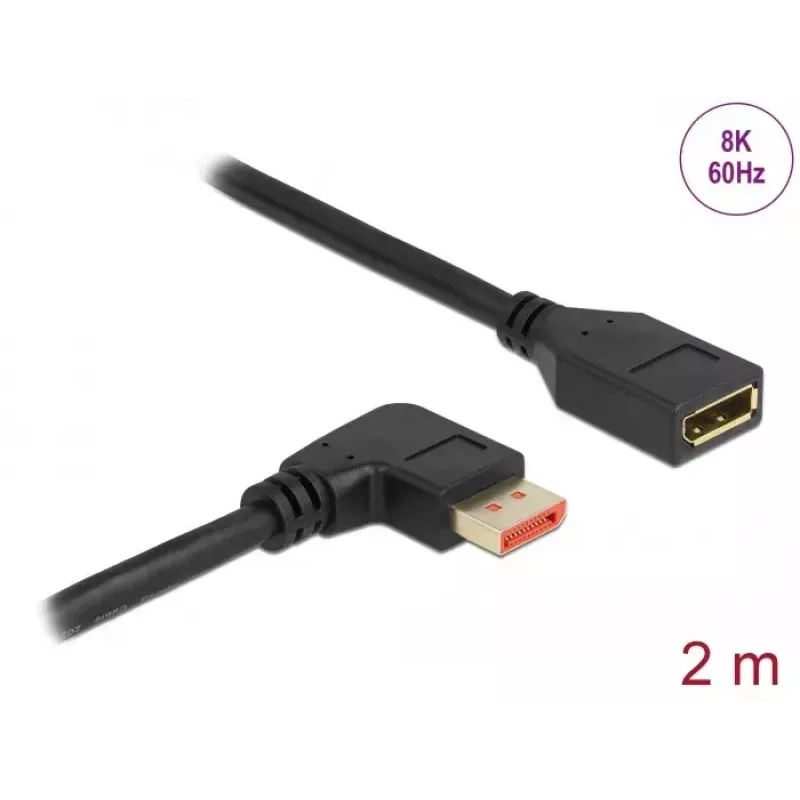DisplayPort-Verlängerungskabel DeLOCK 87078 2m 8K 60Hz abgewinkelt