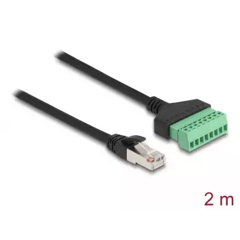 DeLOCK RJ45-Kabel Cat.6 Stecker auf Klemmleistenadapter 2 m Schwarz Grün