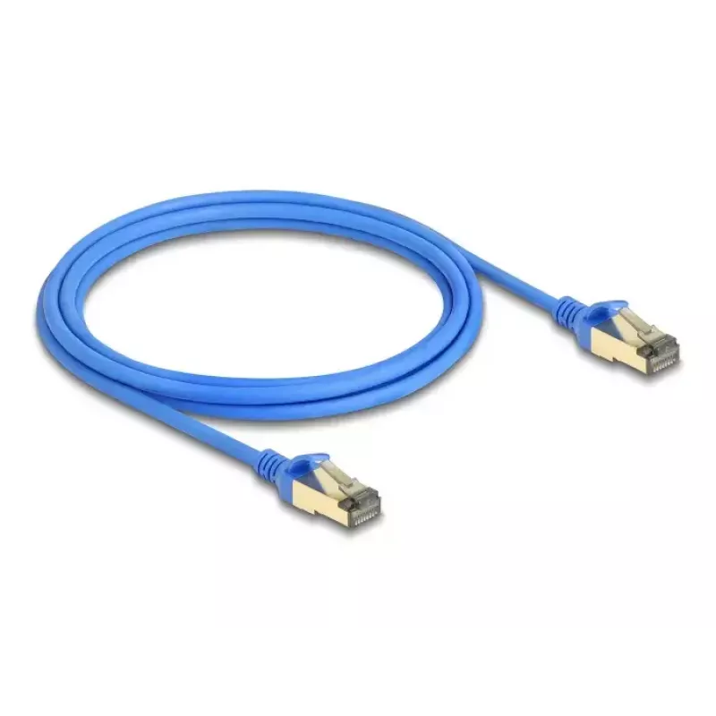 DeLOCK RJ45 Netzwerkkabel Kat.8.1 F/FTP schlank 2 m blau