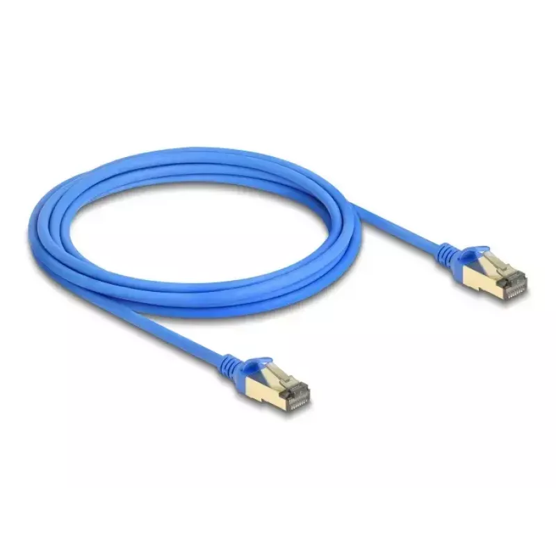 DeLOCK RJ45-Netzwerkkabel Cat.8.1 F/FTP schlank 3 m blau