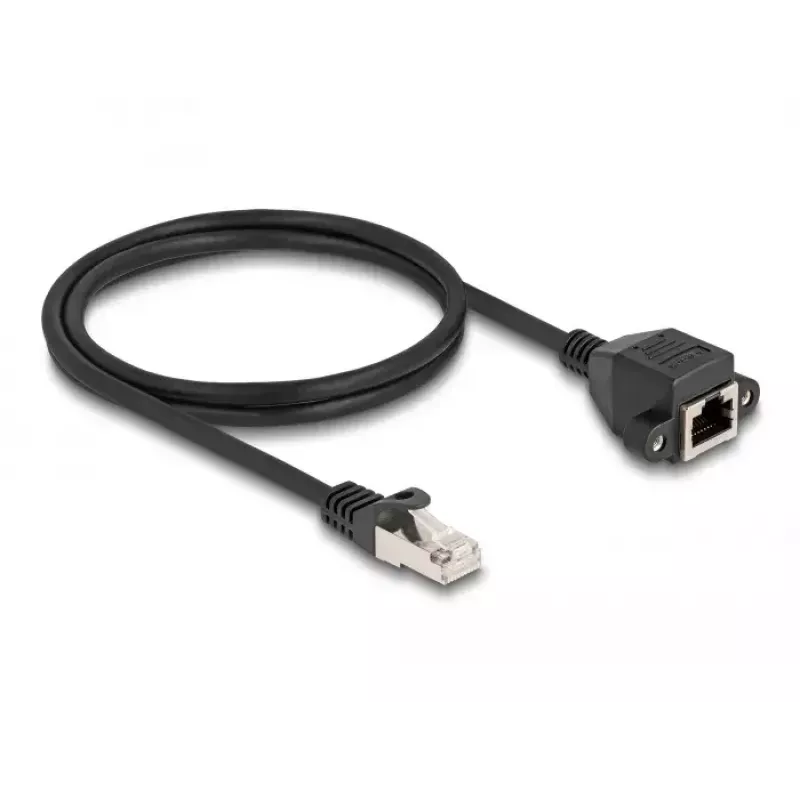 DeLOCK RJ50 Verlängerungskabel Stecker auf Buchse S/FTP 1 m Schwarz