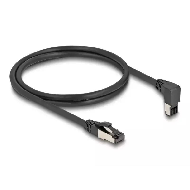 Netzwerkkabel DeLOCK RJ45 Cat.8.1 90° nach oben abgewinkelt / gerade 5 m Schwarz