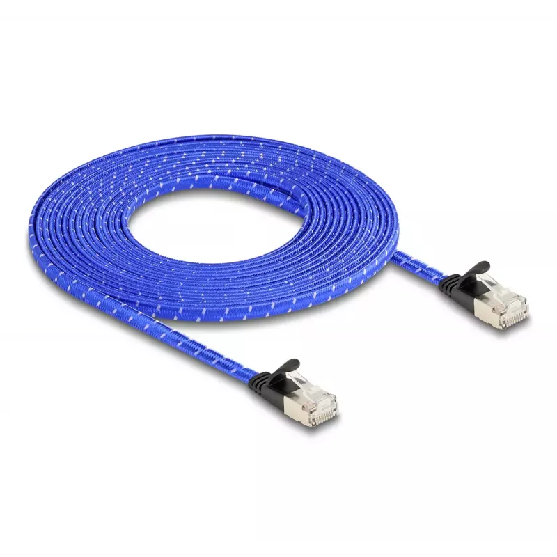 Netzwerkkabel DeLOCK RJ45 Flach Cat.6A 5m Blau