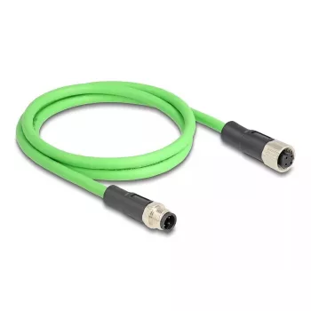 Netzwerkkabel DeLOCK M12 Kabel D-kodiert 4-polig Stecker auf Buchse PUR (TPU) 2 m