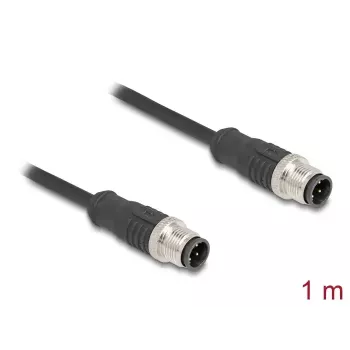 Netzwerkkabel DeLOCK M12 Kabel D-codiert 4-polig Stecker auf Stecker Cat5e 1 m Schwarz
