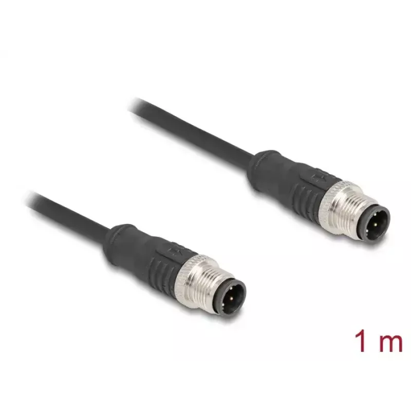 Netzwerkkabel DeLOCK M12 Kabel D-codiert 4-polig Stecker auf Stecker Cat5e 1 m Schwarz