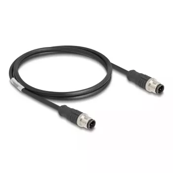 Netzwerkkabel DeLOCK M12 Kabel D-codiert 4-polig Stecker auf Stecker Cat5e 1 m Schwarz