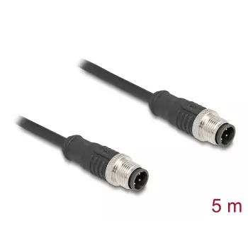 Netzwerkkabel DeLOCK M12 Kabel D-codiert 4-polig Stecker auf Stecker Cat5e 5 m Schwarz
