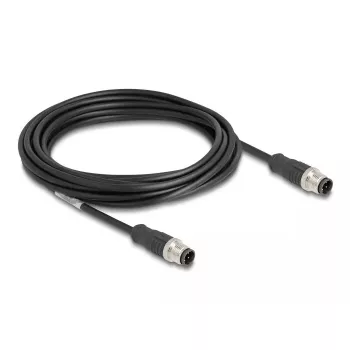 Netzwerkkabel DeLOCK M12 Kabel D-codiert 4-polig Stecker auf Stecker Cat5e 5 m Schwarz