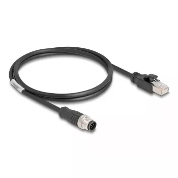 Netzwerkkabel DeLOCK M12 Kabel A-kodiert 8-Pin Stecker auf RJ45 Stecker Cat5e 1 m Schwarz