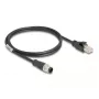 Netzwerkkabel DeLOCK M12 Kabel A-kodiert 8-Pin Stecker auf RJ45 Stecker Cat5e 1 m Schwarz