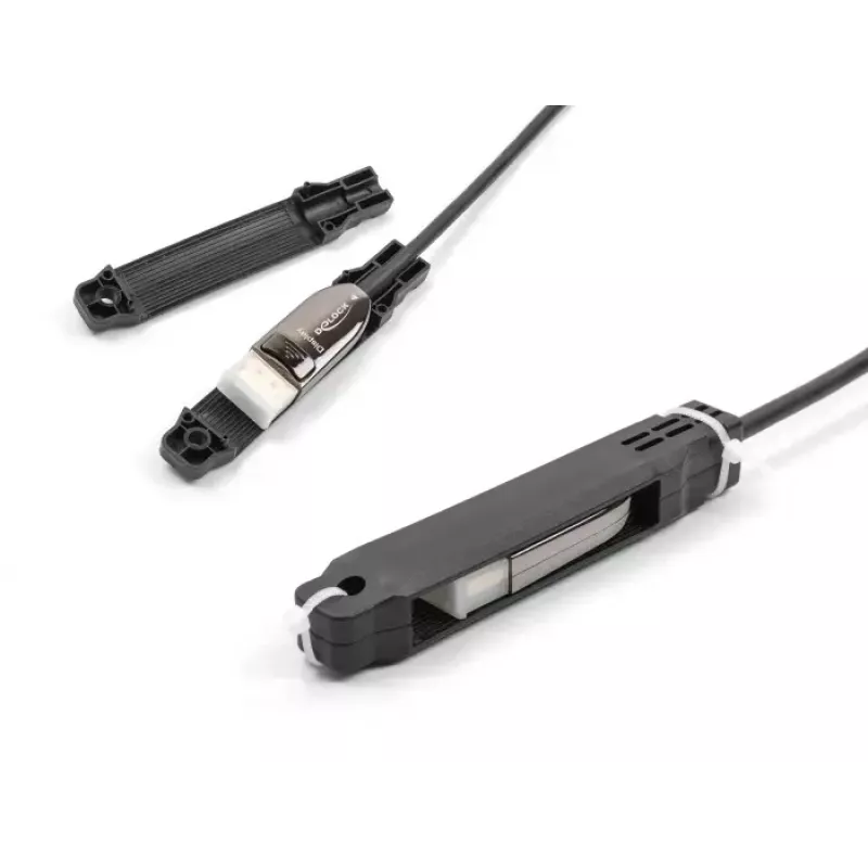 Kabelzugvorrichtung DELOCK für aktive optische Kabel, schwarz, Breite 20 mm, Tiefe 113 mm, minimaler Biegeradius 5 mm