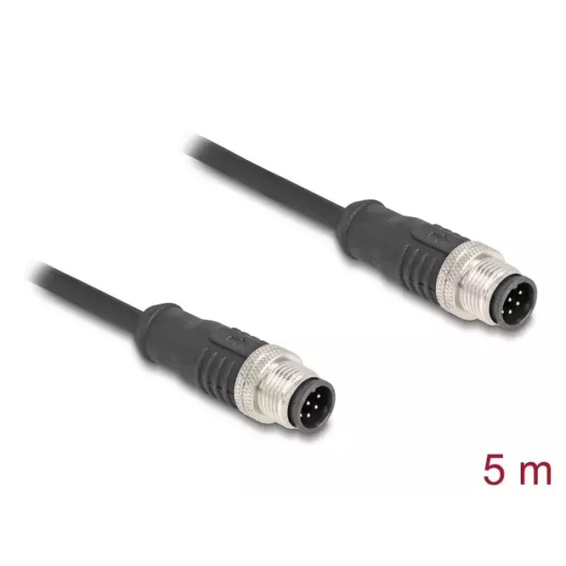 Netzwerkkabel DeLOCK M12 Kabel A-kodiert 8-polig Stecker auf Stecker Cat5e 5 m Schwarz