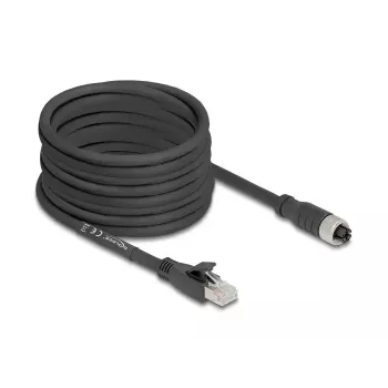 Netzwerkkabel DeLOCK 80595 M12 auf RJ-45 Cat5e 10 m Schwarz