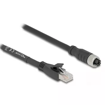 Netzwerkkabel DeLOCK 80595 M12 auf RJ-45 Cat5e 10 m Schwarz