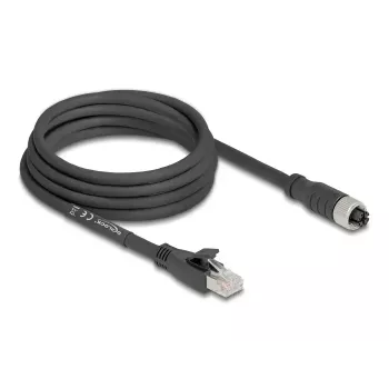 Netzwerkkabel DeLOCK 80591 M12 auf RJ-45 Cat5e 3m Schwarz