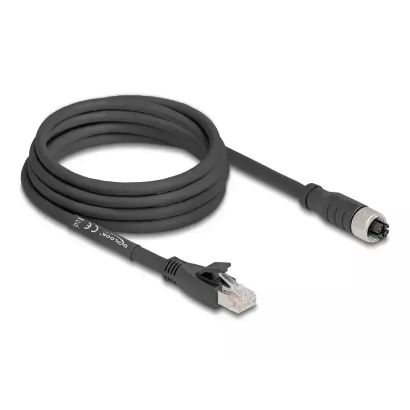 Netzwerkkabel DeLOCK 80591 M12 auf RJ-45 Cat5e 3m Schwarz