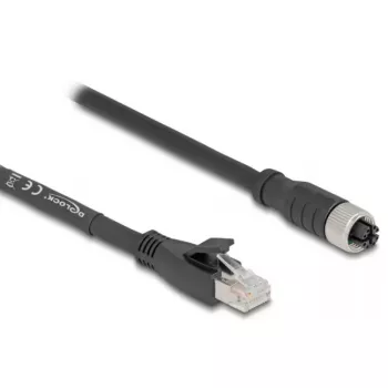 Netzwerkkabel DeLOCK 80591 M12 auf RJ-45 Cat5e 3m Schwarz