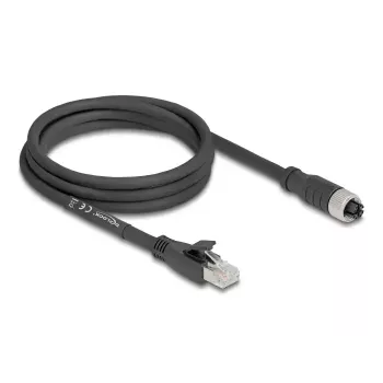 Netzwerkkabel DeLOCK 80590 M12 auf RJ-45 Cat5e 2 m Schwarz