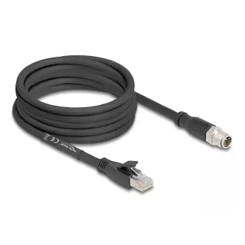 Netzwerkkabel DeLOCK 80585 M12 auf RJ-45 Cat5e 5 m Schwarz