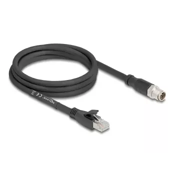 Netzwerkkabel DeLOCK 80579 M12 auf RJ-45 Cat5e 2 m Schwarz