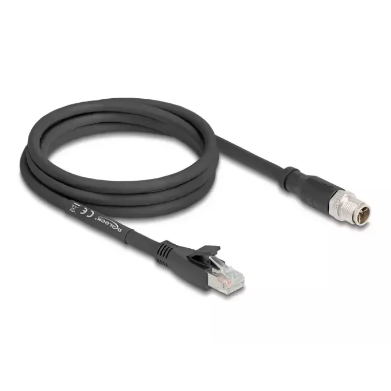 Netzwerkkabel DeLOCK 80579 M12 auf RJ-45 Cat5e 2 m Schwarz