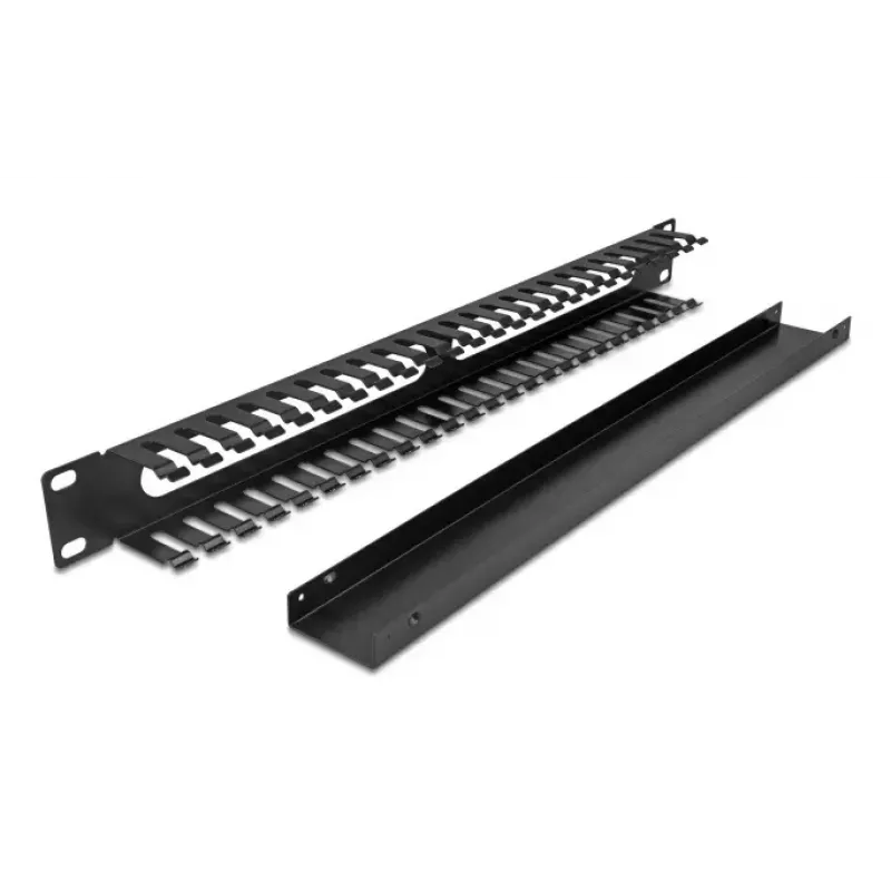 Kabelmanagement-Panel DELOCK 19 Zoll 1U Metall, 2 Öffnungen, schwarz