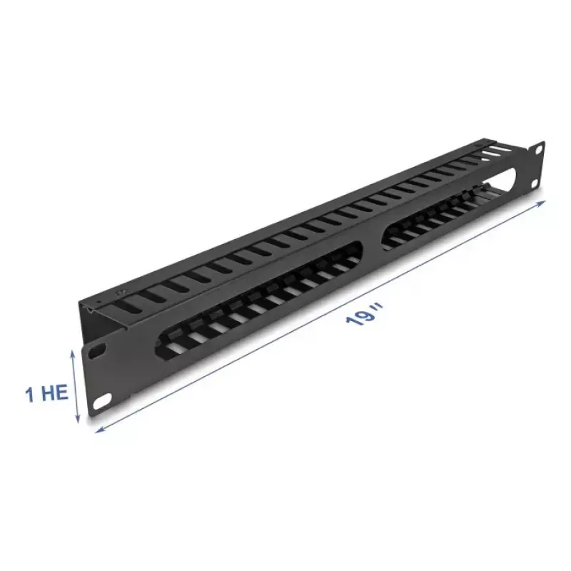 Kabelmanagement-Panel DELOCK 19 Zoll 1U Metall, 2 Öffnungen, schwarz