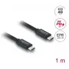 USB-C auf USB-C Koaxialkabel DELOCK USB4 Gen 3x2 40 Gbit/s USB PD 3.1 240 W 1 m