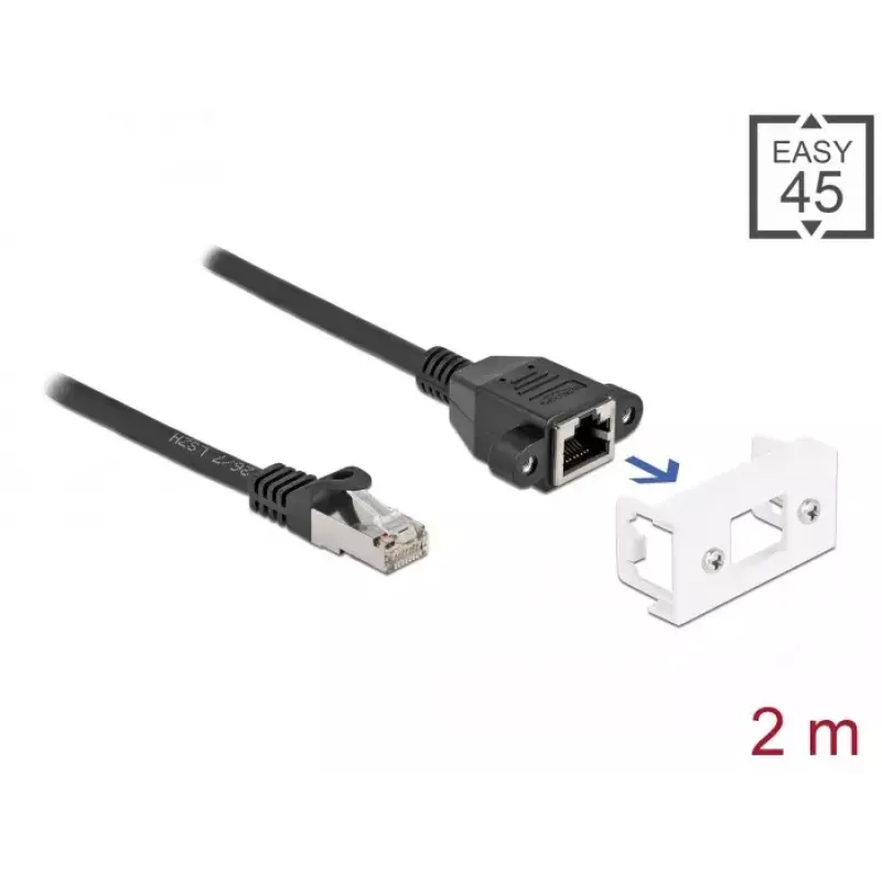 DeLOCK Netzwerkkabel 87112 2m Cat6a S/FTP RJ-45 Schwarz Weiß