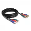 DeLOCK RCA RGB-Verlängerungskabel 3 x Stecker auf 3 x Buchse 3 m