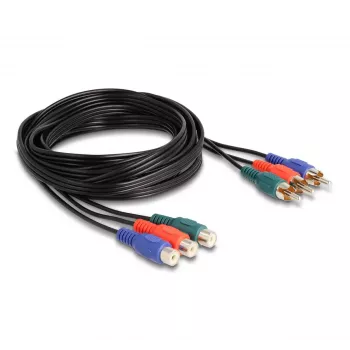 DeLOCK RCA RGB-Verlängerungskabel 3 x Stecker auf 3 x Buchse 3 m