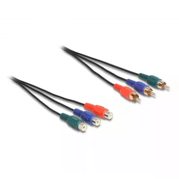 DeLOCK RCA RGB-Verlängerungskabel 3 x Stecker auf 3 x Buchse 3 m
