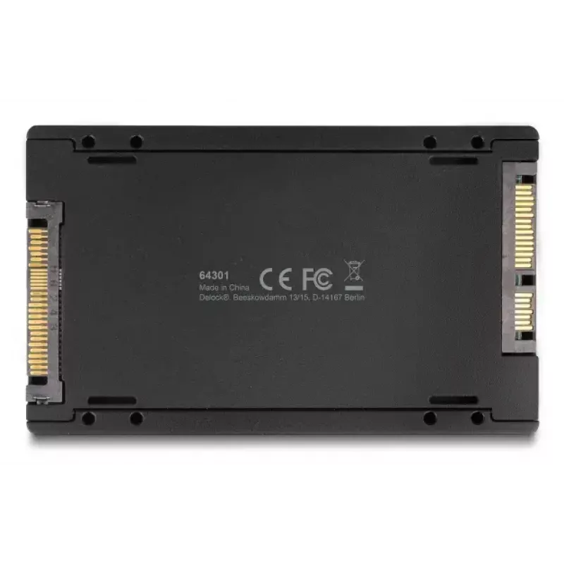 DELOCK Schnittstellenadapter U.2 (SFF-8639) auf M.2 Key M NVMe SSD, Modell 64301, schwarz, Host-Stecker