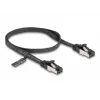 Netzwerkkabel DeLOCK RJ45 Flach-Patchkabel Stecker zu Stecker Cat.8.1 flexibel 0,5 m schwarz