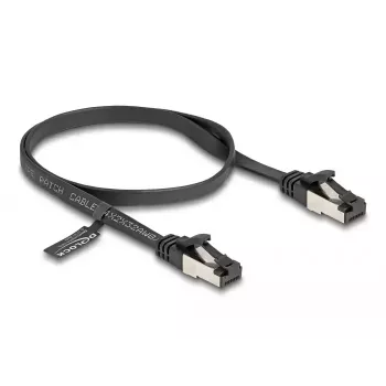 Netzwerkkabel DeLOCK RJ45 Flach-Patchkabel Stecker zu Stecker Cat.8.1 flexibel 0,5 m schwarz