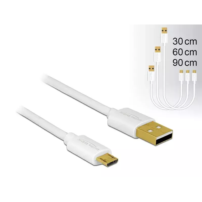 USB-Kabel DeLOCK 83679 USB 2.0 USB A Micro-USB B Weiß