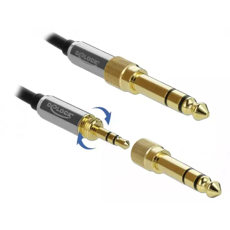 Audiokabel DELOCK 85837 — 2 m, 3,5 mm Stecker auf Stecker, vergoldete Kontakte, AWG 28, schwarz