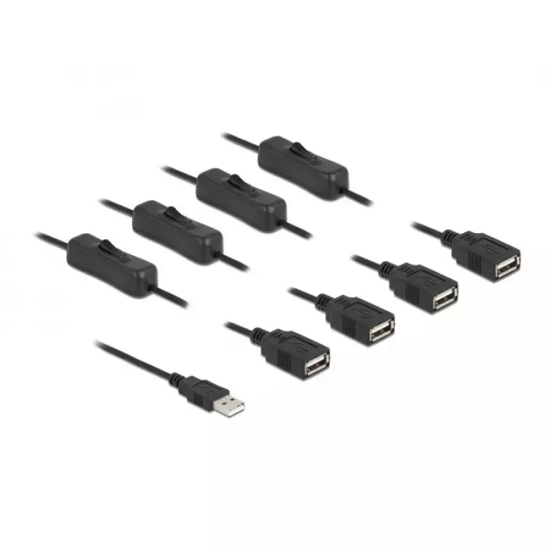USB Typ-A Stecker auf 4 x USB Typ-A Buchse mit Schalter, 1 m, DeLOCK 86805