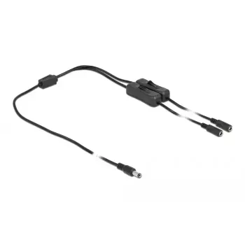 DC-Kabel DeLOCK 86794 5,5 x 2,1 mm Stecker auf 2 x Buchse mit Schalter 1 m