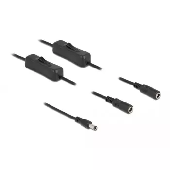 DC-Kabel DeLOCK 86794 5,5 x 2,1 mm Stecker auf 2 x Buchse mit Schalter 1 m